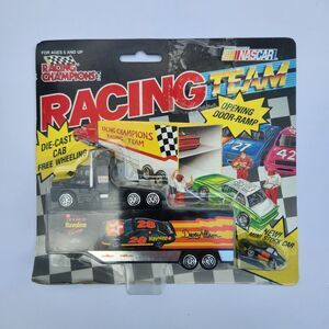 (1) Vtg 1992 Racing Team #28 Davey Allison Transporter With Mini Stock Car #28